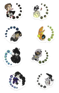 Autocollants Personnages avec d&eacute;s embl&eacute;matiques